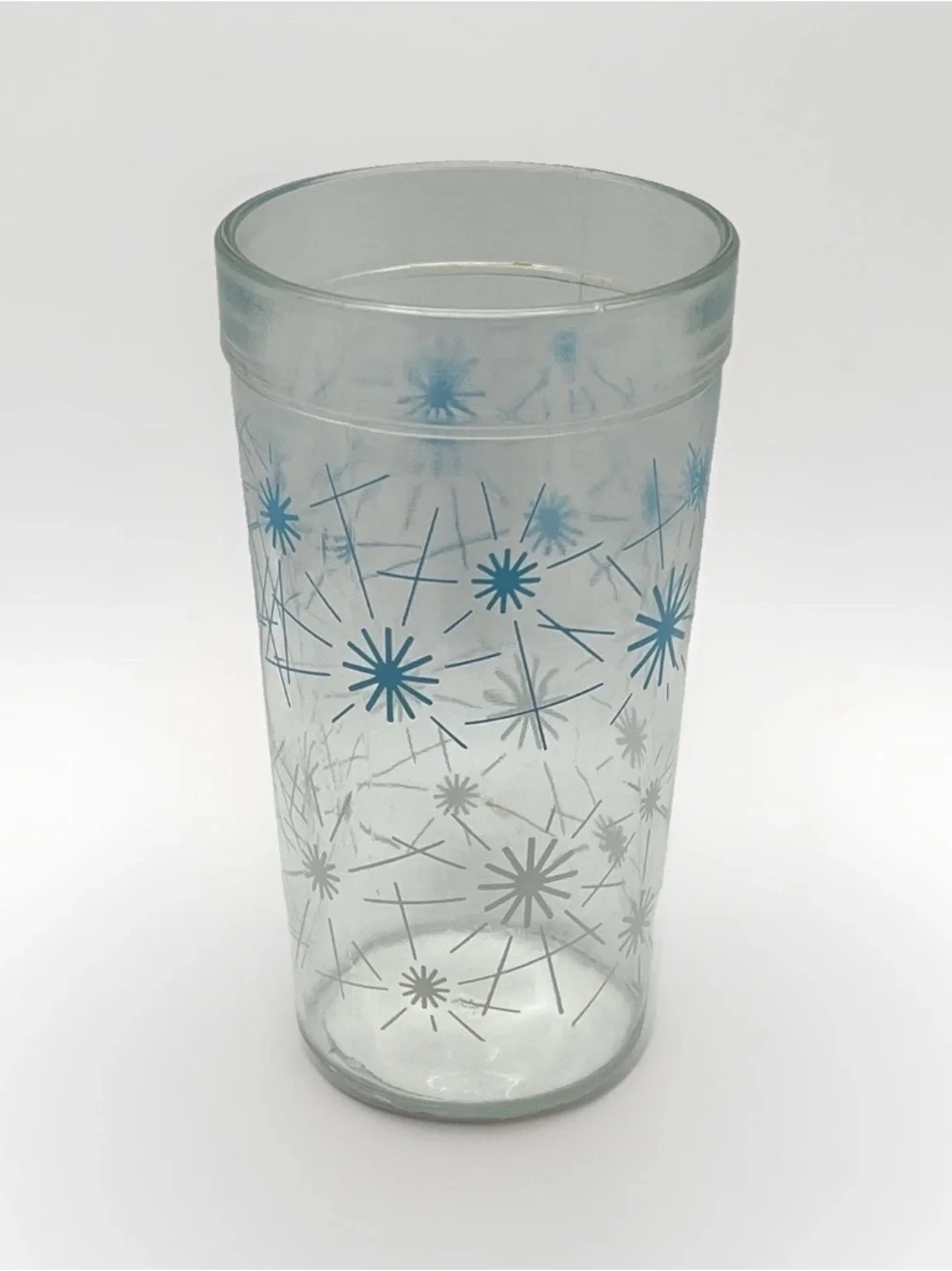 Vintage Libbey Atomic Starburst Clear Glass Tall 5.5